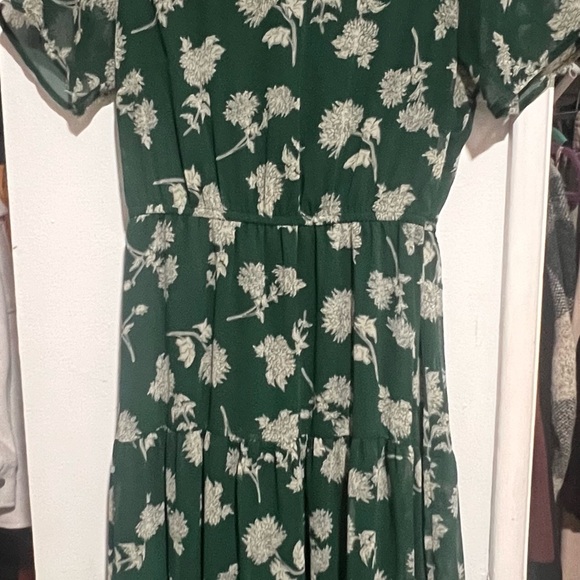 Floral Dressed Up Dark Green Floral Print Midi Dress - Picture 3 of 3